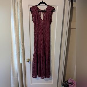 Free People Wine Lace Midi Dress